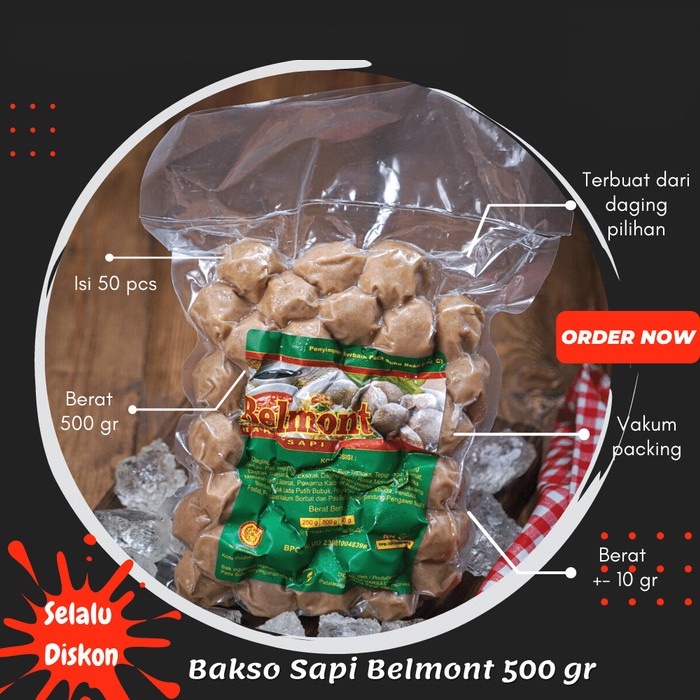 Jual Bakso Daging Sapi Frozen Belmont Isi 50 Kemasan 500 Gr Baso Sapi