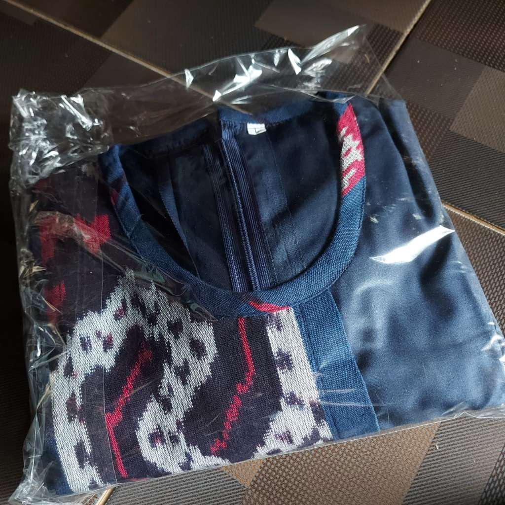 Baju Gamis Batik Syari Tenun Troso Jepara Bahan Kain Tenun Etnik Blanket Adem Nyaman Nyerap Keringat