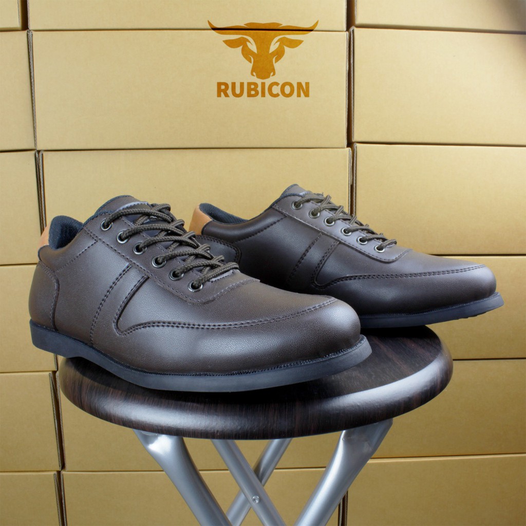 RUBICON BASE COKLAT SEPATU CASUAL CLASIK ACARA KANTORAN KULIT SINTETIS PREMIUM QUALITY