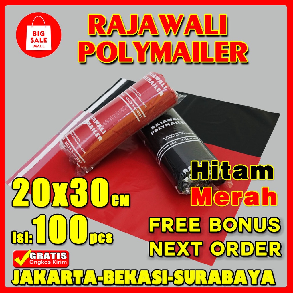 Plastik Packing Polymailer 20X30CM isi100pcs Warna Plastik Packing Online Shop Packing Perekat lem Tebal