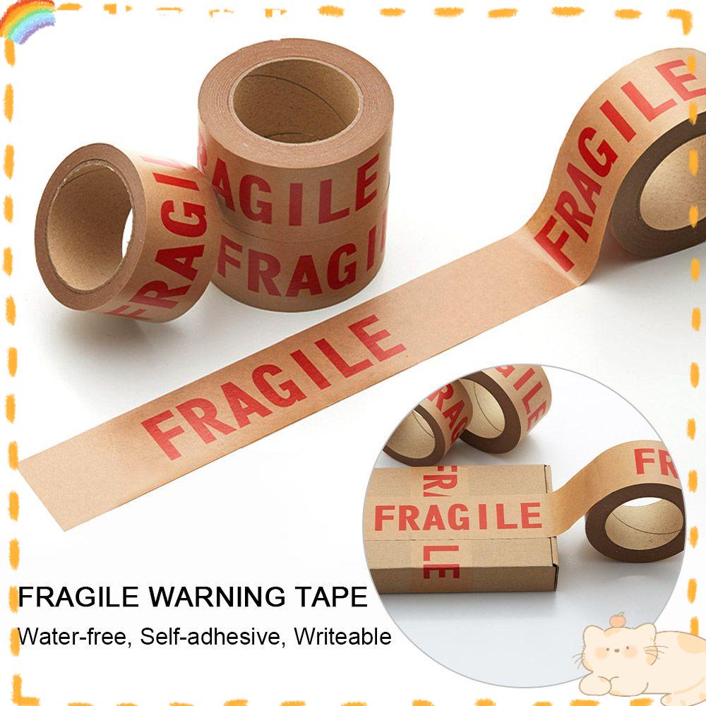 Solighter Tape Kertas Kraft Tulisan Peringatan Fragile Untuk Segel Karton