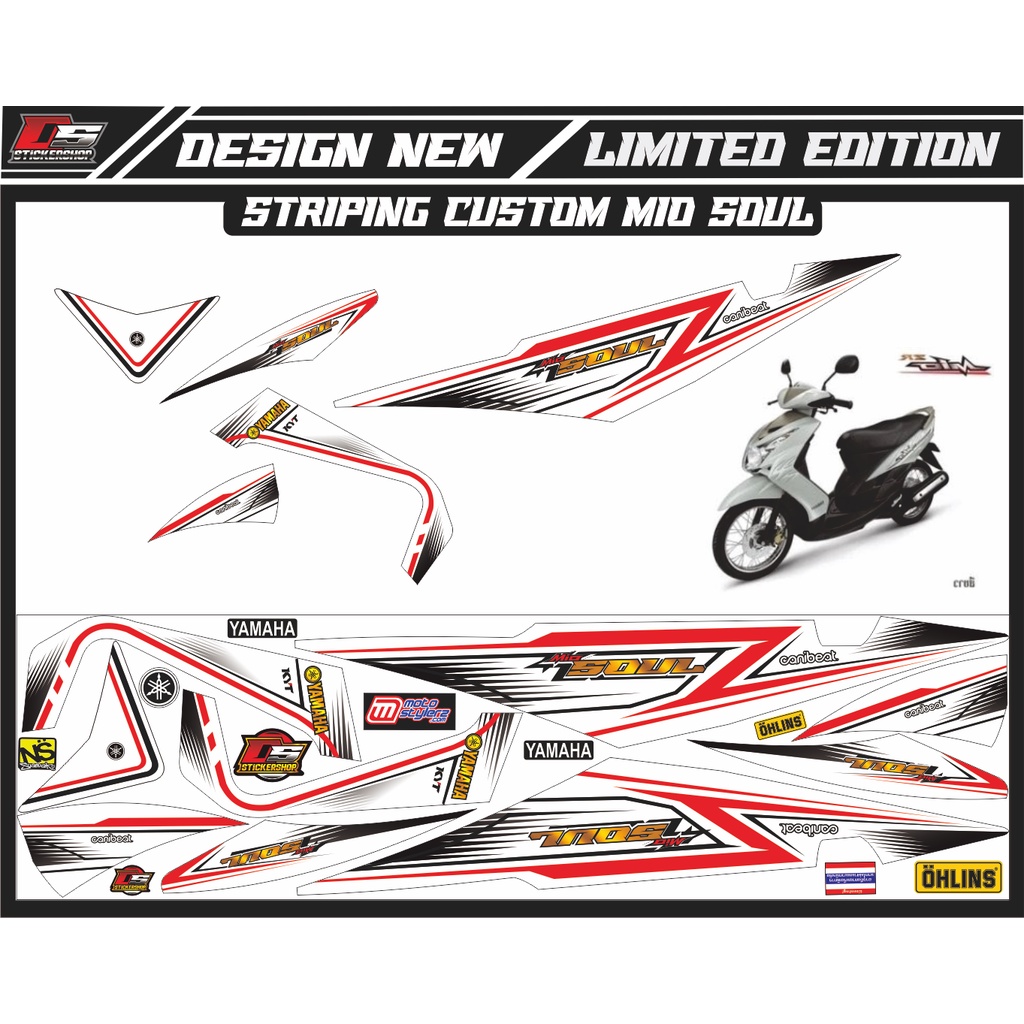 striping mio soul karbu thailand/striping mio soul variasi simple warna putih merah