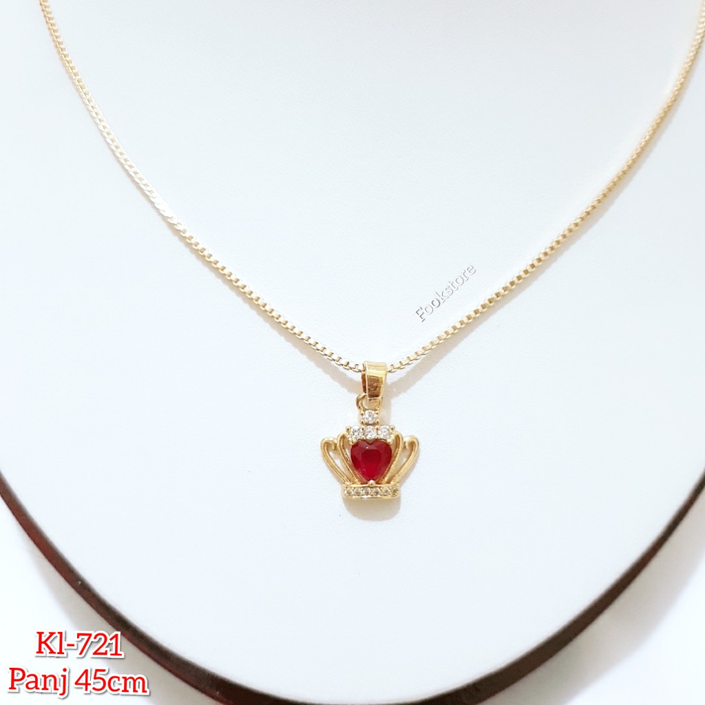 KALUNG WANITA LIONTIN PERMATA MERAH &amp; HIJAU