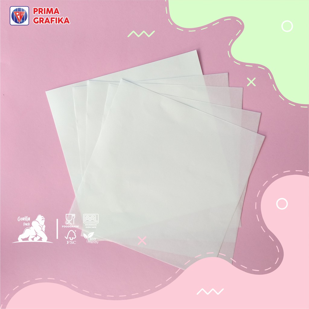 

Prima Grafika Kertas Roti Polos Foodgrade 28x28 cm Greaseproof - Wrap Paper / Kertas Bungkus