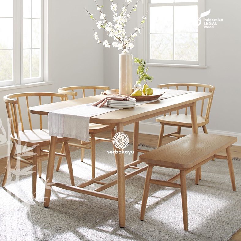 Meja Makan Minimalis Kayu Jati Solid, Meja Makan Retro kayu jati Jepara