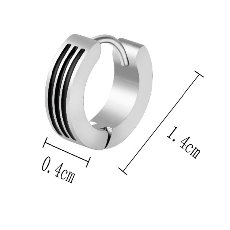 Anting Hoop Bahan Stainless Steel Warna Hitam Gaya Punk Untuk Pria Dan Wanita