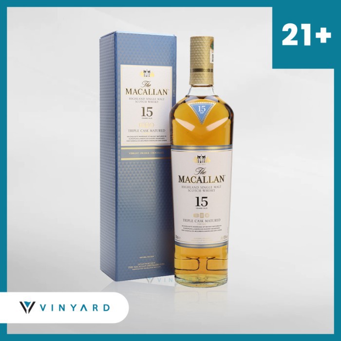 Macallan 15 Years Old Triple Cask Single Malt Scotch 700 Ml ( Original &amp; Resmi By Vinyard )