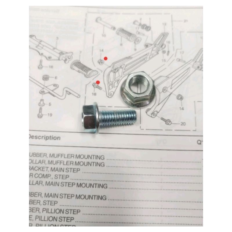 Baut braket dudukan step kanan honda kirana 125 kharisma supra x 125 original