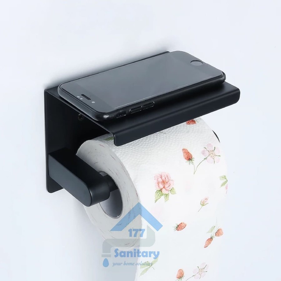 Tempat Tisu Roll Tisu Gulung Stainless 304 Hitam Minimalis K28A - Tissue Roll Box Black Minimalis K7