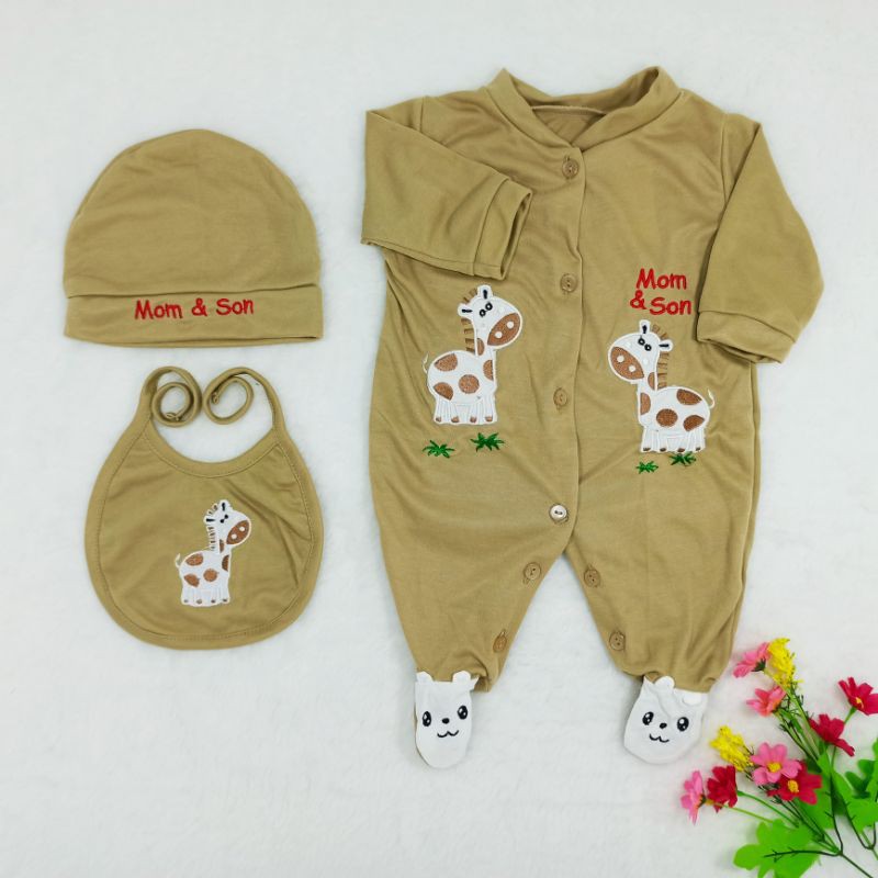 Ss#2002 Romper Bayi New Born 0-6bulan / Romper free topi &amp; celemek