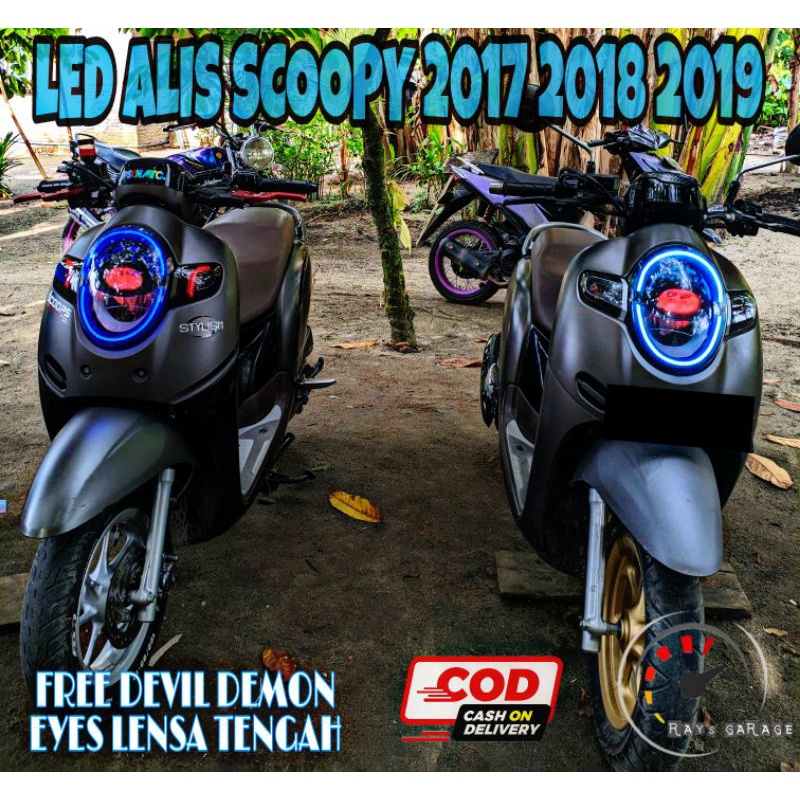 COD paket lampu alis lampu motor scoopy 2017 scoopy 2018 scoopy 2019 bonus demon eye no bintik berku