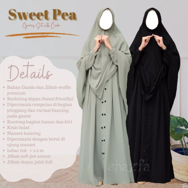 GAMIS SET HIJAB SWEET PEA BY SHAZFA
