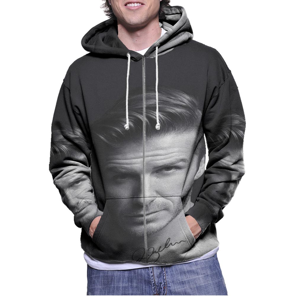 Jaket Hoodie David Beckham Hoodie Zipper (Ritsleting) Hoodie Fullprint Bahan Polyester Jersey