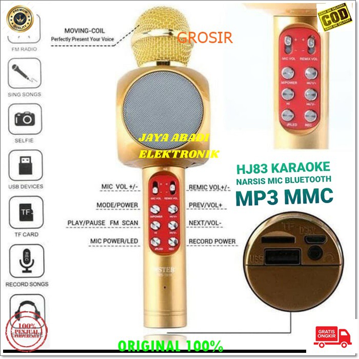 J123 MIC MIK BLUETOOTH MUSIK USB MP3 SMULE MAGIC KARAOKE NARSIS ECHO MUSIC MICROPHONE VOCAL KTV CAS CASAN BLUETOTH WIRELESS SPEAKER MINI J123  wster mic bluetooth mik wireless magic karaoke narsis usb mp3 smule audio wireles echo lampu led mi