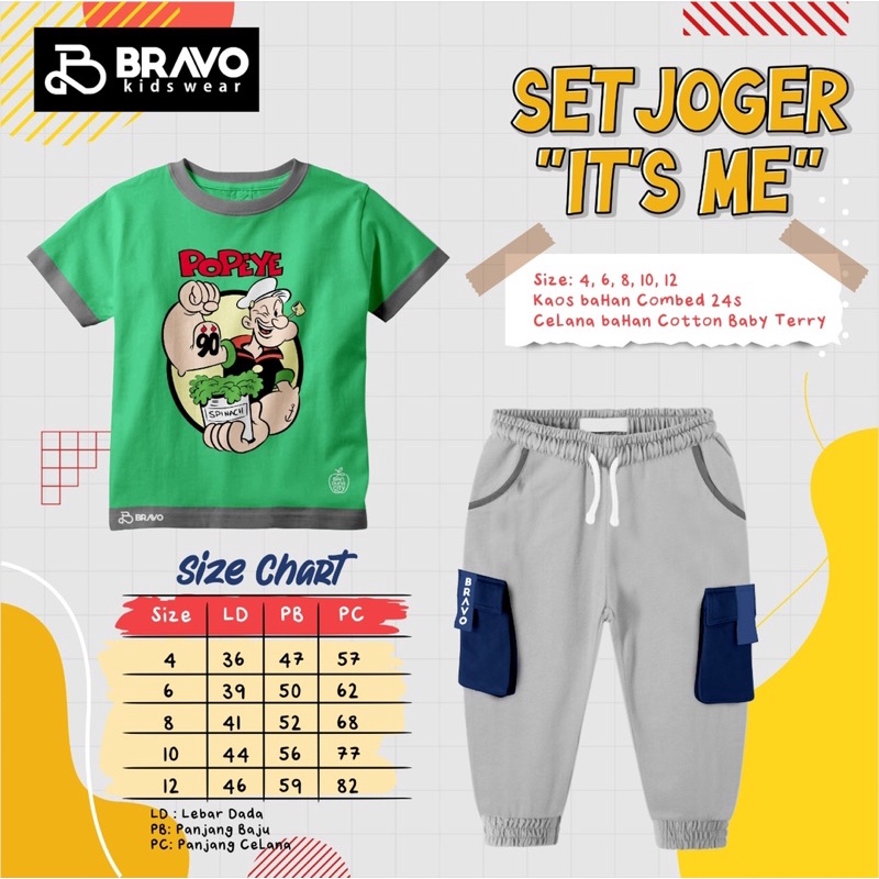 Setelan Anak Set Joger it’s me Bravo