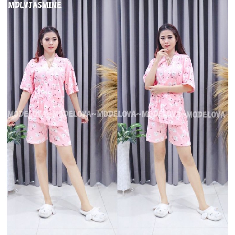 MDLV~BAJU TIDUR KIMONO JASMINE PINK HP BAJU TIDUR IMPORT BEST SELLER CEWEK PIYAMA CEWEK IMPORT