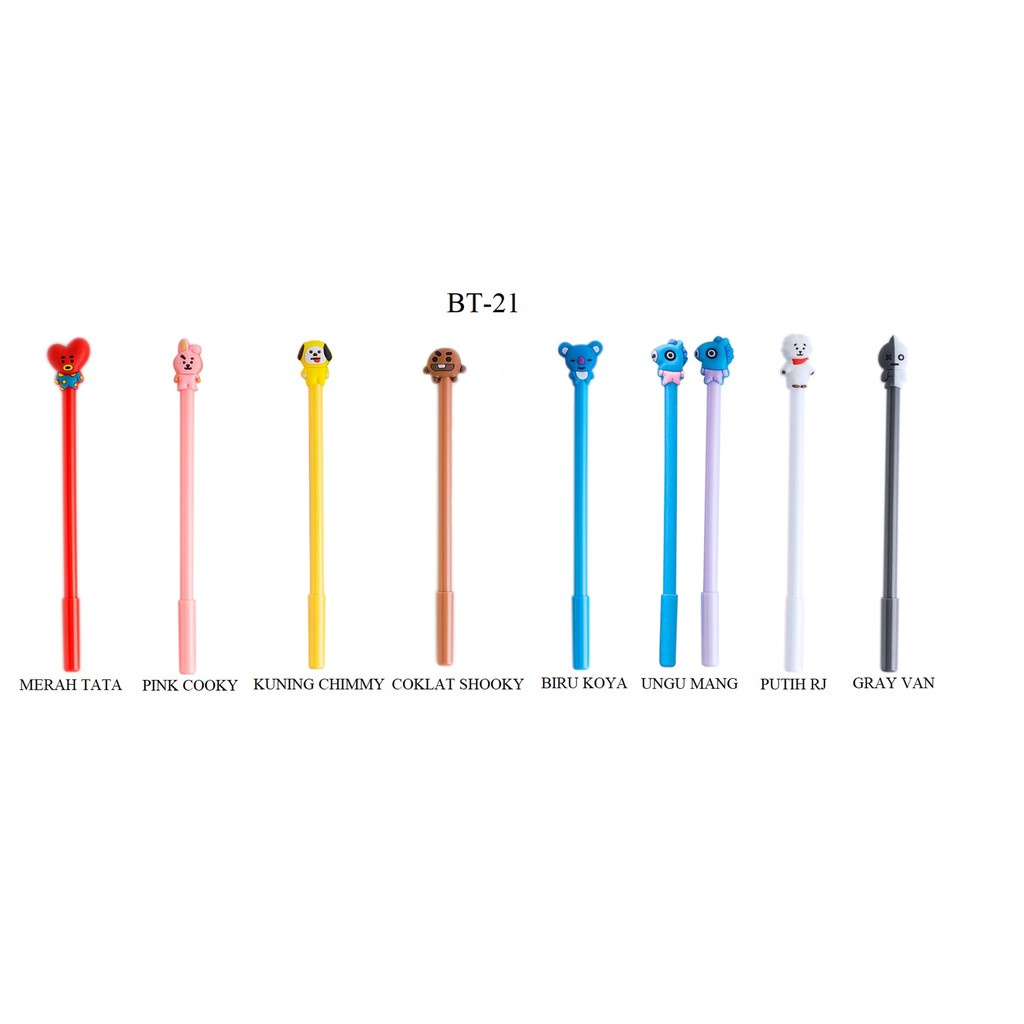 BT21 Pena BTS Bangtan Boys ARMY KPOP Cartoon Black Ink Gel Alat tulis