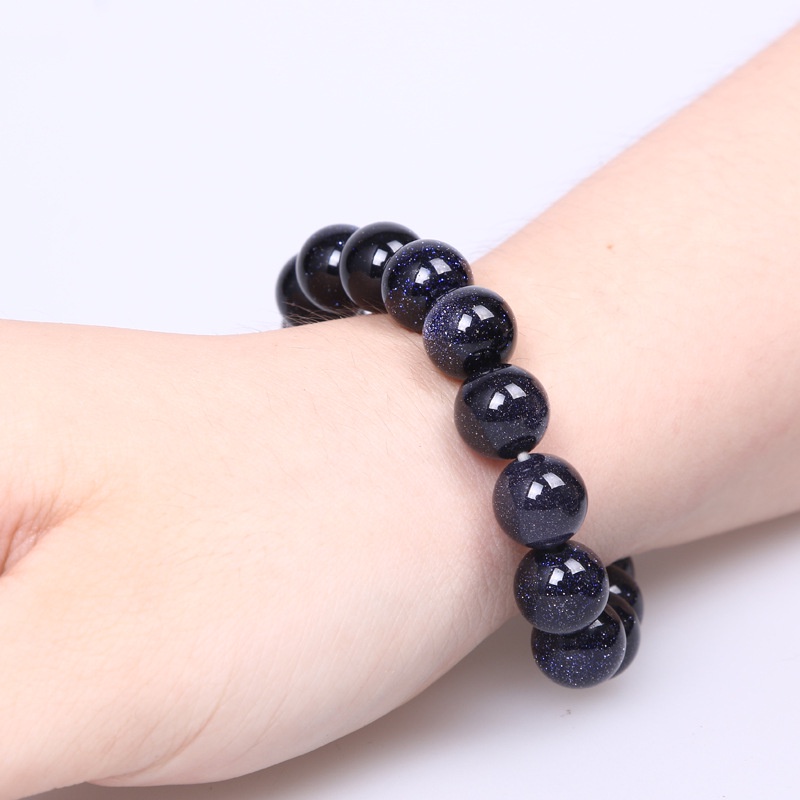 Natural Blue Sandstone Beads Bracelet Good Luck Couple Jewelry