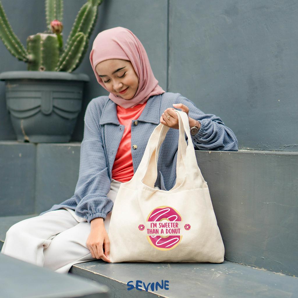 Sevine Tote Bag Kanvas Bonnie Tas Wanita Aesthetic Kuliah Fashion Laptop Sekolah Totebag Lucu Vintage Series - XK