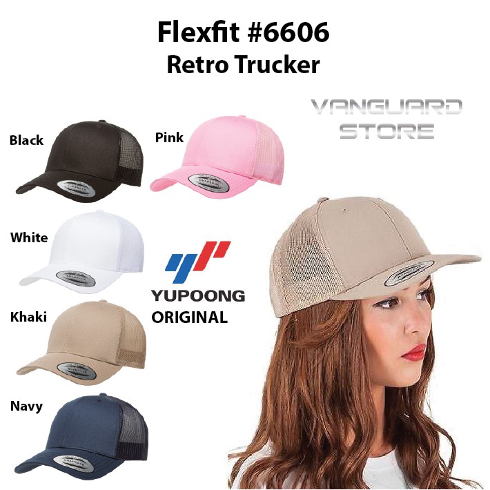 Topi Yupoong Flexfit 6606 Retro Trucker Hat ORIGINAL - Topi Jaring Trucker