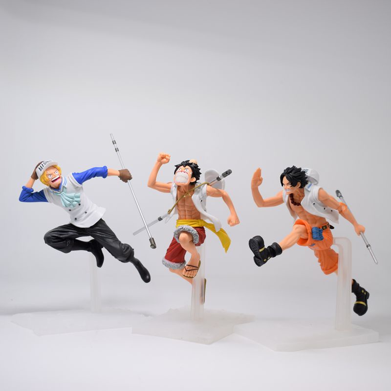 Action Figure One piece Luffy Running With Sabo &amp; ace ASL Marine Ver.