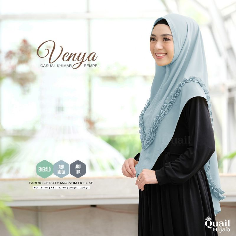 VENYA ORIGINAL QUAIL HIJAB | KHIMAR NON PAD QUAIL | KHIMAR RAMPEL | KHIMAR CERUTY QUAIL