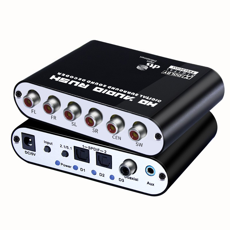 5.1CH audio decoder HD Audio Rush SPDIF Coaxial to RCA DTS AC3 Optical digital Amplifier Analog Converte amplifier