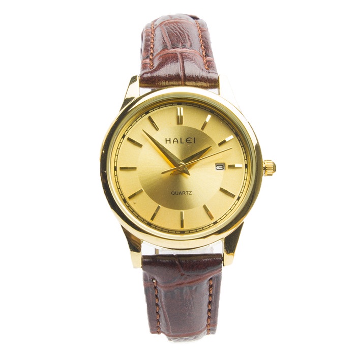 READY Terbaru Jam Tangan Wanita Halei Tanggal Gold 535L Kulit Croco - Kuning PROMO