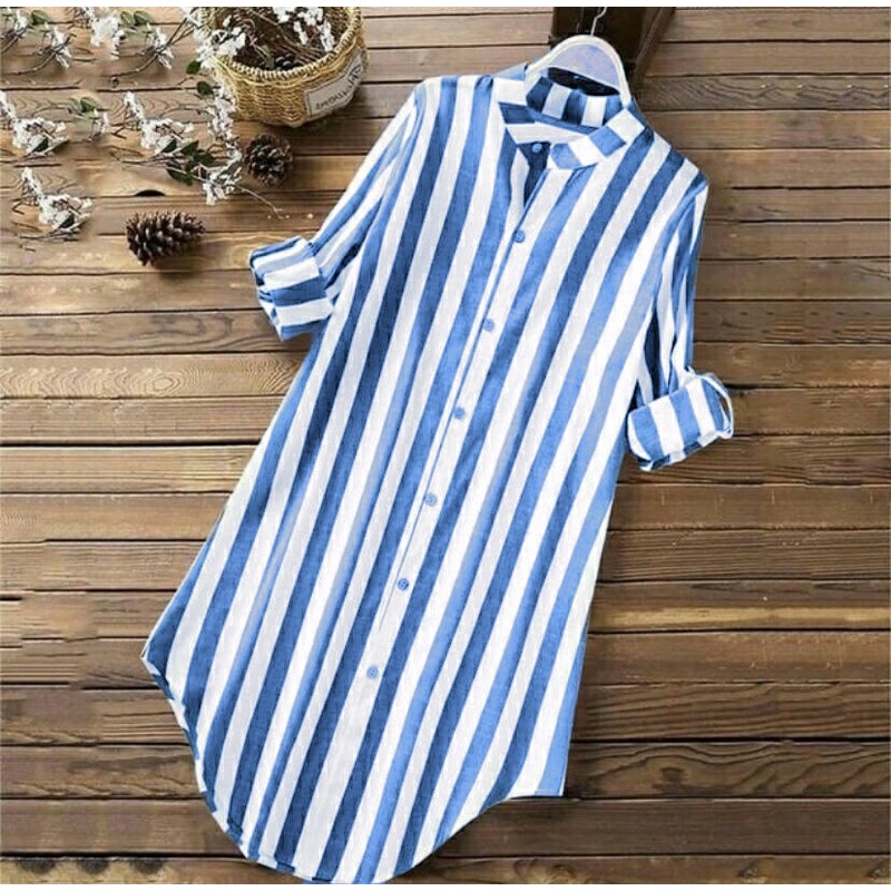 tunik salur wanita / tunik korea salur vneck / tunik cantika