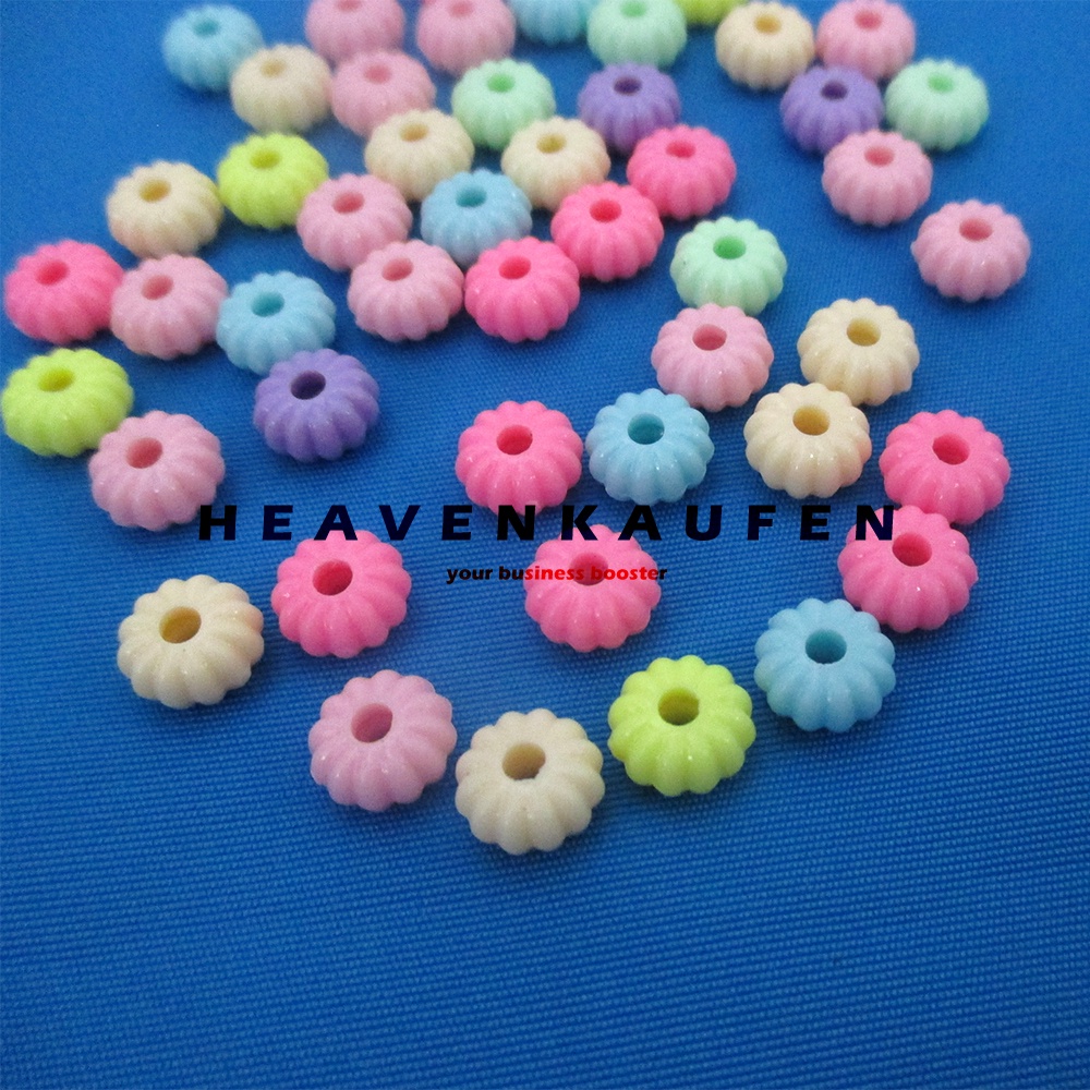 Manik Manik Beads Sun Flowers Plastik Lebar 8 mm Diameter Lubang 2 mm Mix Warna Per Pack isi 50 Pcs