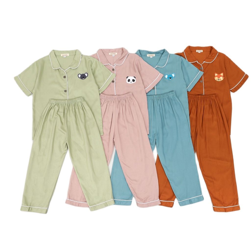 ZASKIYA - Set Piyama Baju Tidur Anak Bahan Embos / Setelan Pajamas Anak Patch Karakter