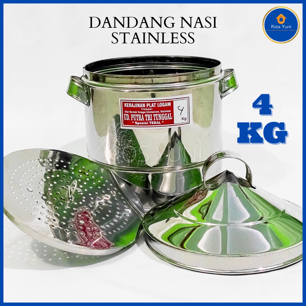 Dandang Nasi Stainless 4 Kg / Dandang Kukusan / Dandang Besar / Panci Kukus / Soblok Nasi