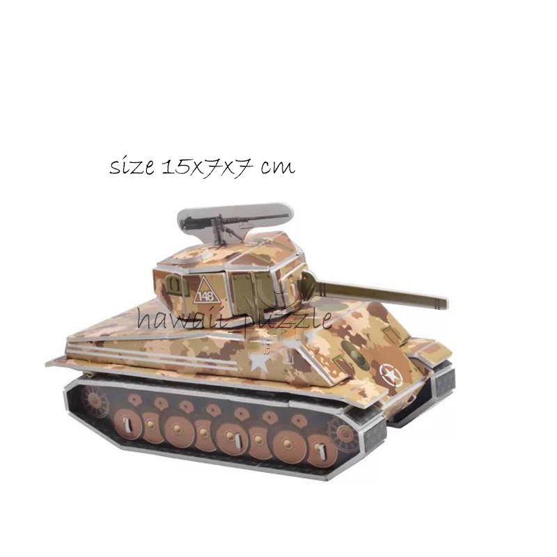 Puzzle 3D DIY bahan foam &amp; paper SHERMAN TANK mainan puzzle edukasi anak (kado,pajangan,dekorasi)