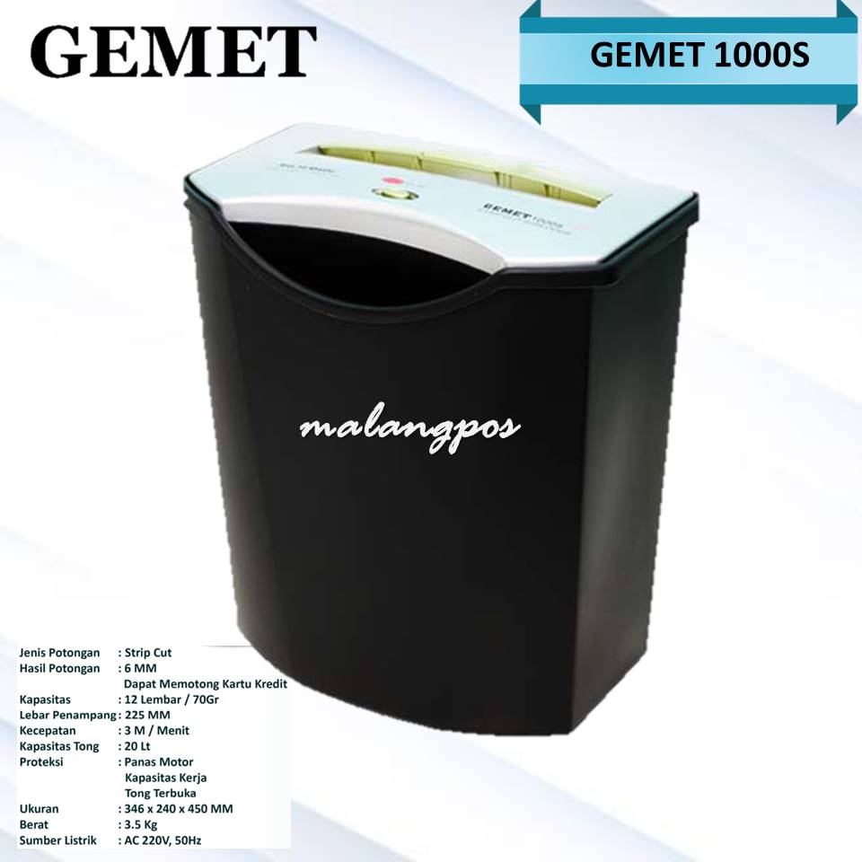 MESIN PENGHANCUR KERTAS PAPER SHREDDER GEMET 1000S PAPPER SHREDDER  STRIP CUT