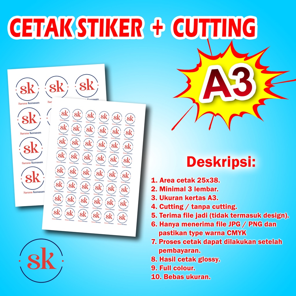 

Cetak Stiker A3 Cetak Label Kemasan Label Logo Glossy Free Cutting