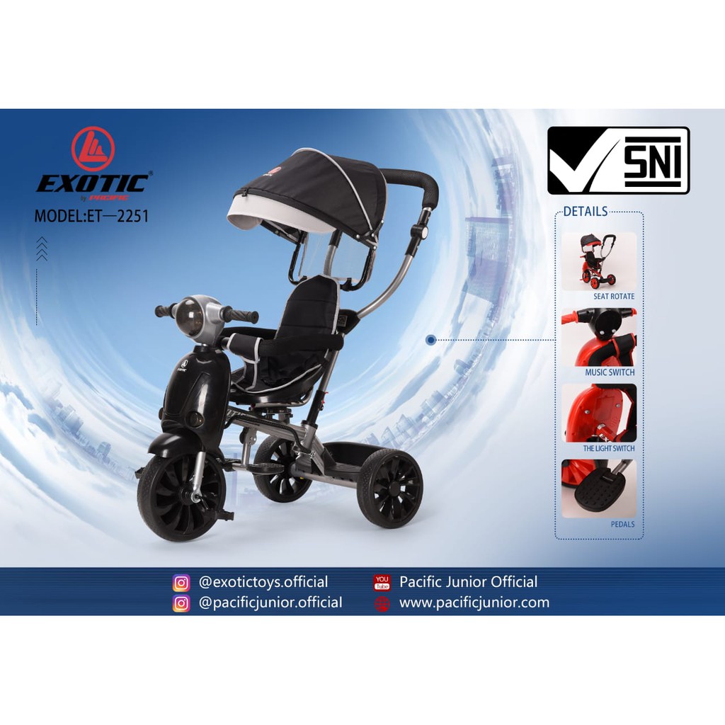 Tricycle Exotic ET 2251 Kereta Dorong Anak Bayi Model Motor ET2251 Baby Stroller Dorongan Anak Bayi Sepeda Anak Roda Tiga 3 ET1265 ET 1265 ET1263 ET 1263 ET1267 ET 1267 ET1268 ET 1268 AT7705 AT 7705 AT7702 AT 7702 AT7711 AT 7711 AT7713 AT 7713