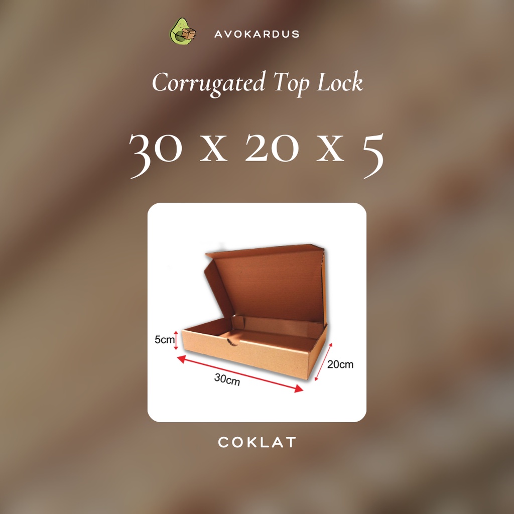 

Kardus Corrugated Die Cut 30x20x5 Top Lock Kotak Dus