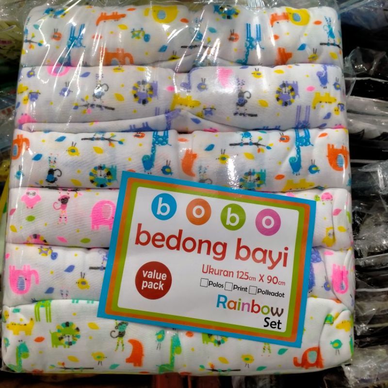 BEDONG BAYI BOBO BOBOKO PUTIH PRINT 6 PCS || BEDONG BABY PUTIH PRINT BOBO || BEDONG BOBO || BEDONG B