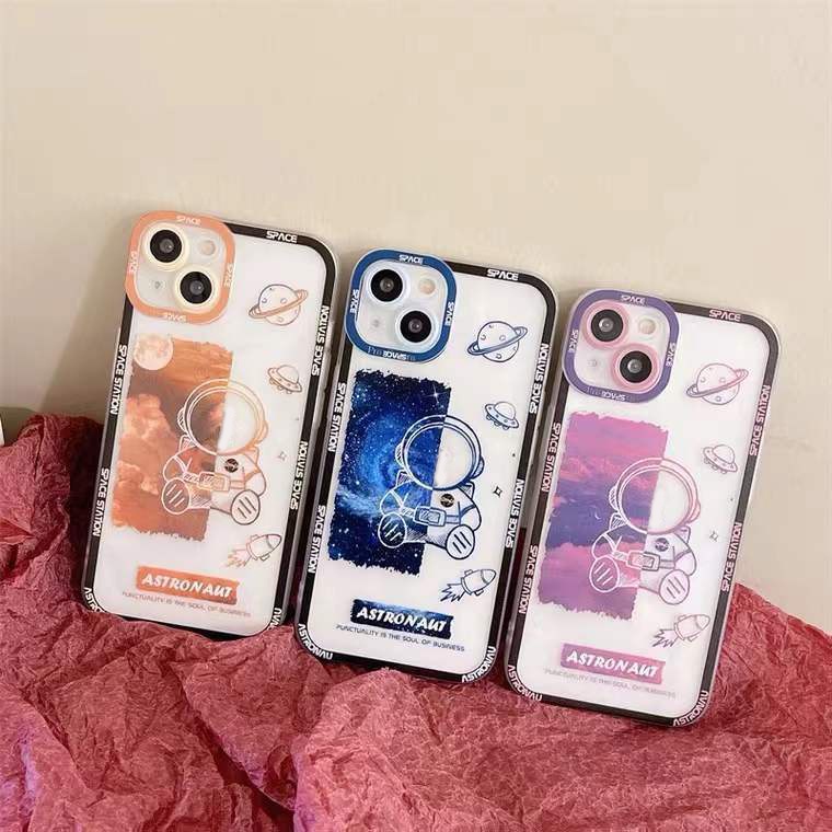 Soft Case TPU Transparan Motif Astronot Untuk Iphone 13 12 Mini 11 Pro X XR XS Max SE 2020 6 6S 7 8 Plus