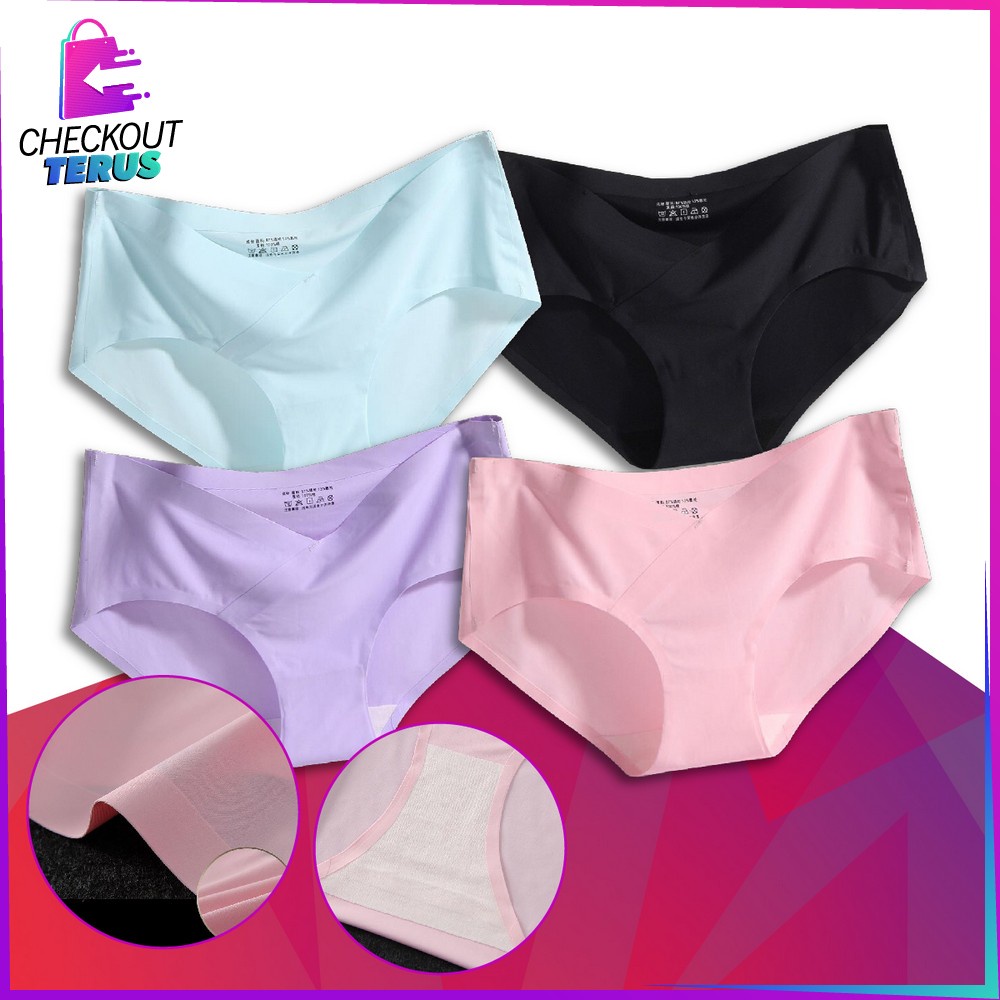 CT P37 Celana Dalam Seamless Wanita V Shape Low Waist Panties CD Wanita Polos Kolor Perempuan Underwear Wanita