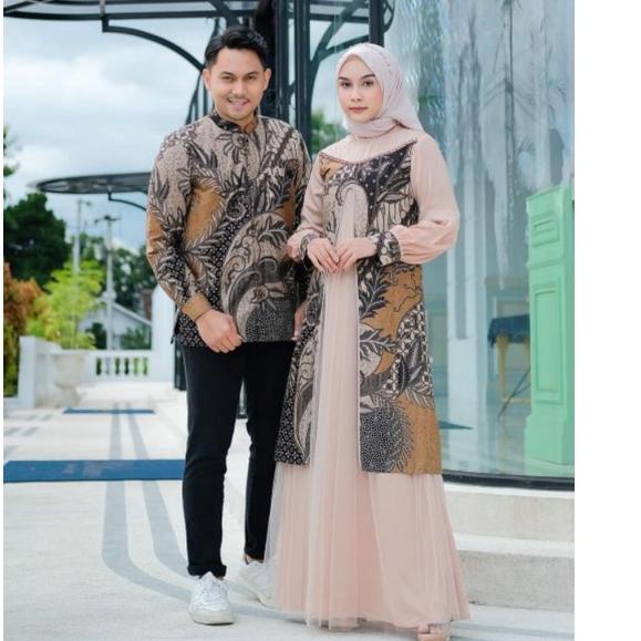 New Stock Couple Batik Gamis Rahayu Wisuda Tunangan Lamaran
