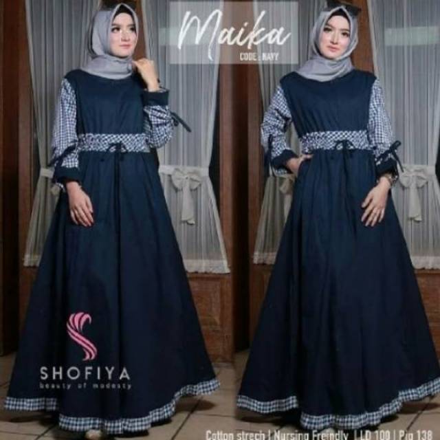 gamis syari / gamis / dres / gamis murah / dres murah / busana Muslim wanita maika dress
