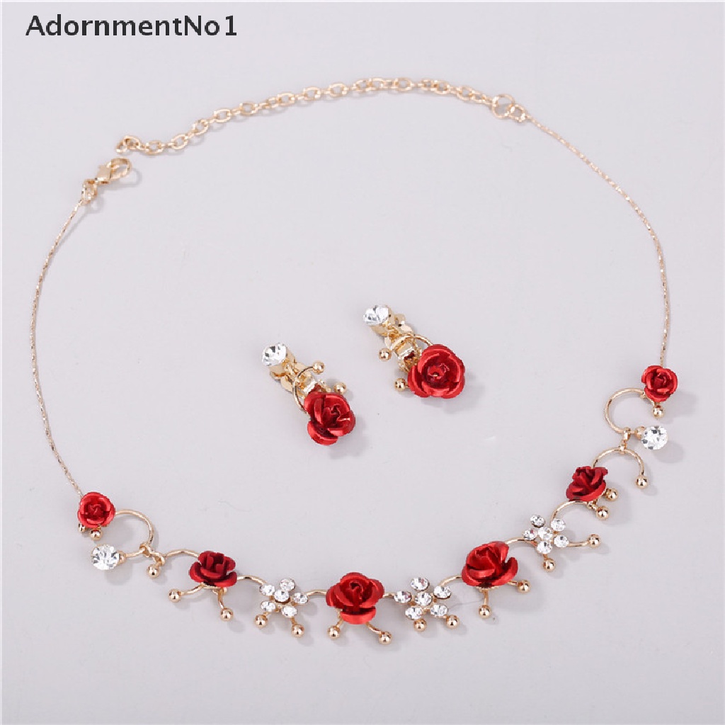 (AdornmentNo1) 2pcs / set Kalung + Anting Klip Elegan Untuk Perhiasan Wanita