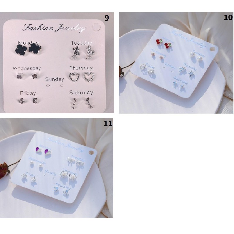 ❤️GTB❤️ A022 Anting Aksesoris Fashion Mutiara Earrings Wanita 6 Pasang Tusuk Simple GayaKorea import-6