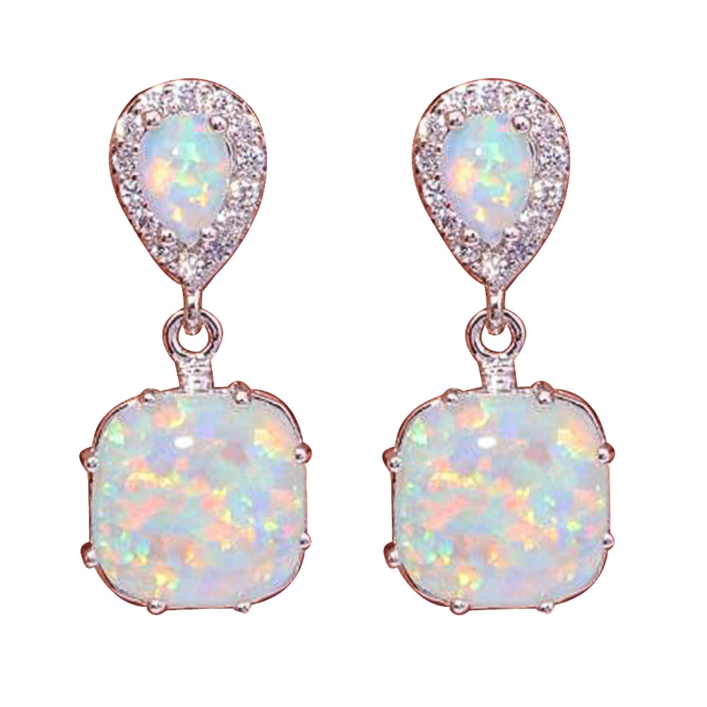 Hu Hu Hu Hu Hu Alat Bantu Pasang Kacamata♡ Anting Tusuk Gantung Wanita Hias Opal Api Untuk Pesta
