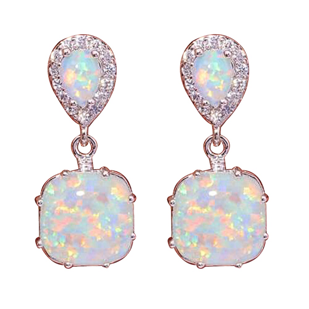 Hu Hu Hu Hu Hu Alat Bantu Pasang Kacamata♡ Anting Tusuk Gantung Wanita Hias Opal Api Untuk Pesta