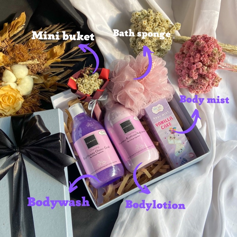 [IDYAN] PREMIUM HAMPERS BUNDLE SCARLETT WITH SCANTED CANDLE BODYMIST KADO PREMIUM HARDBOX ANNIVERSARY VALENTINE NATAL WEDDING