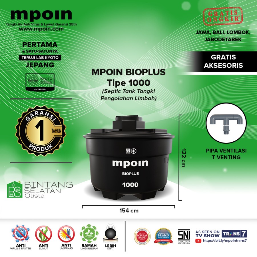 MPOIN SEPTIC TANK BIO PLUS 1000 TANGKI PENGOLAHAN LIMBAH