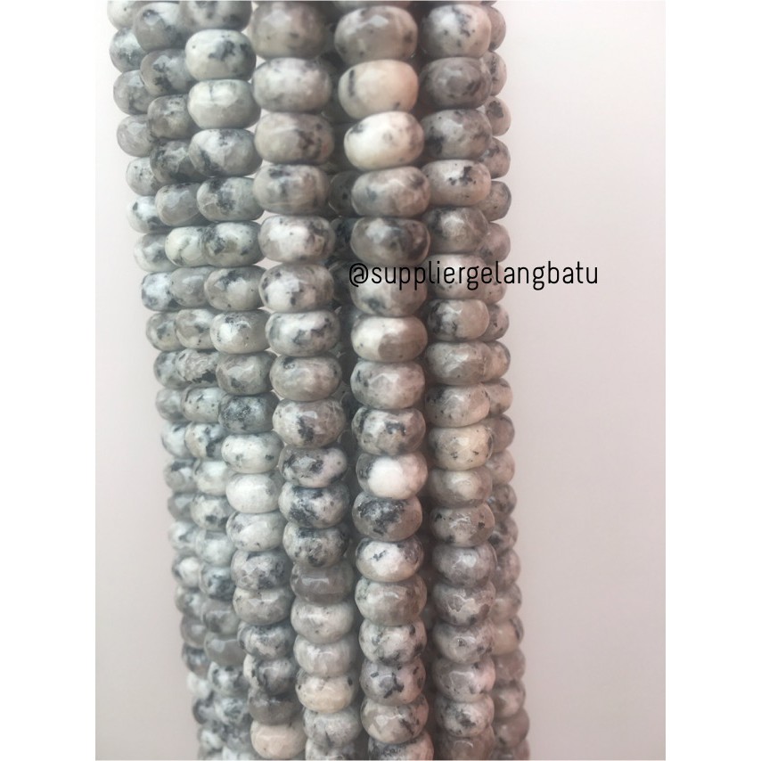 batu rondelle Faceted Hexagon Stone Beads 4 x 8mm dalmantion agate fashion supplier bahan aksesoris