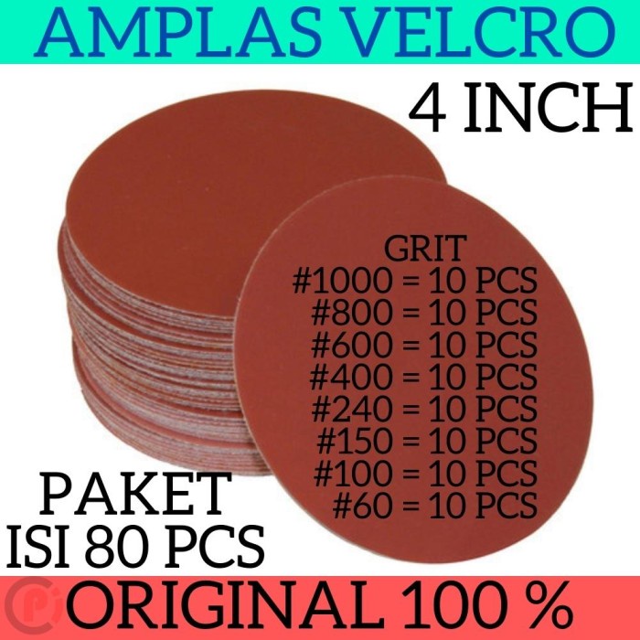 Isi 80 Pcs Paket Amplas Bulat 4 Inch Banyak 8 Jenis Ukuran Grit